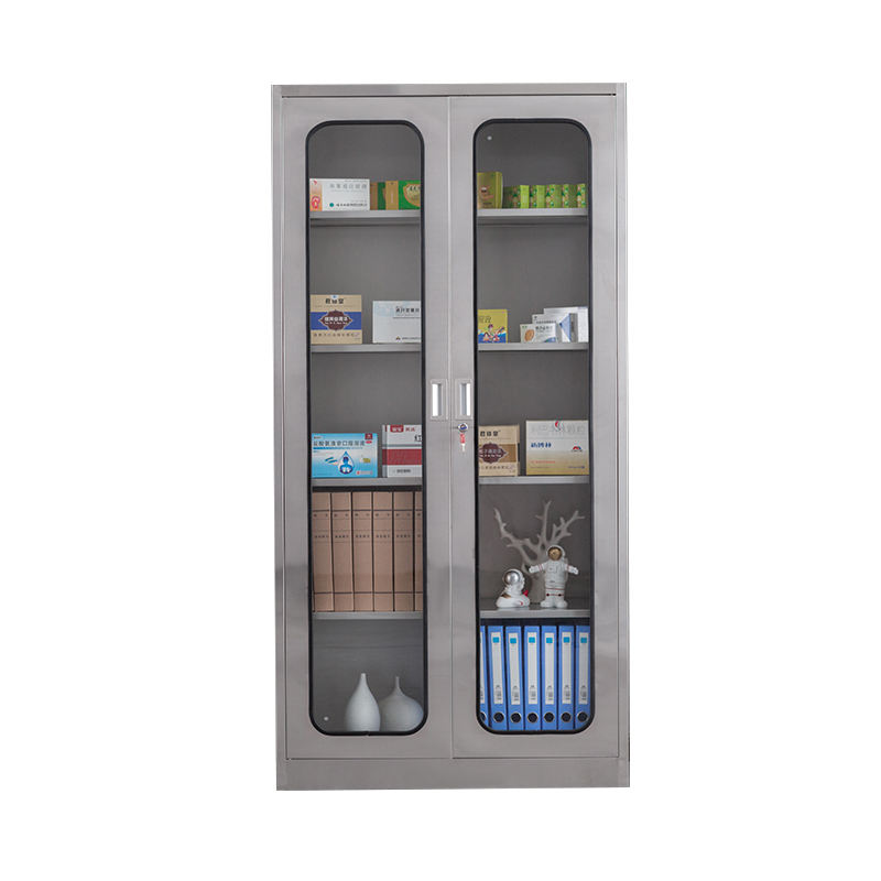 glass doors stainless steel file cabinet for office and workshop
