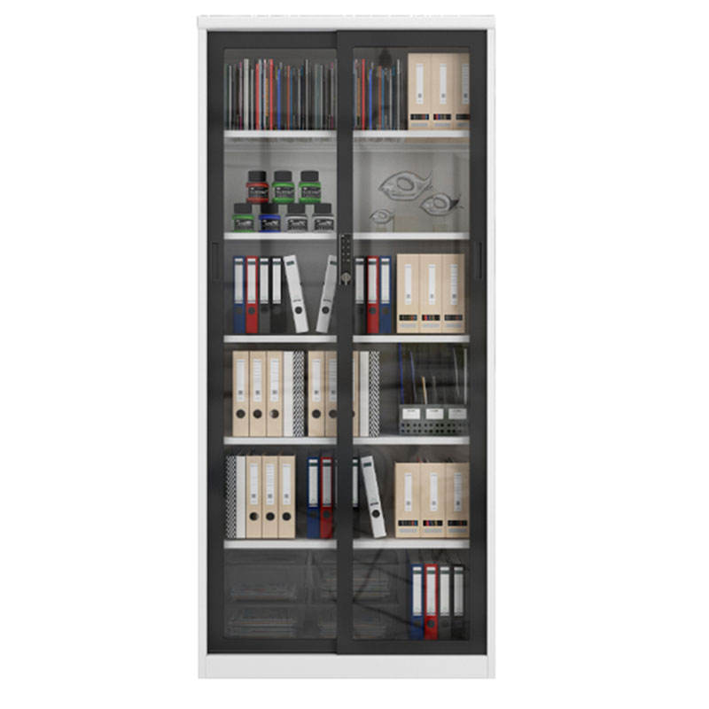 Manufactory Slide Glass Door Lockable Metal Shelf Steel Storage Book