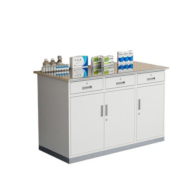 Modern minimalist design medicine metal steel cabinet for kindergarten and oral dental clinic with three doors and three draws
