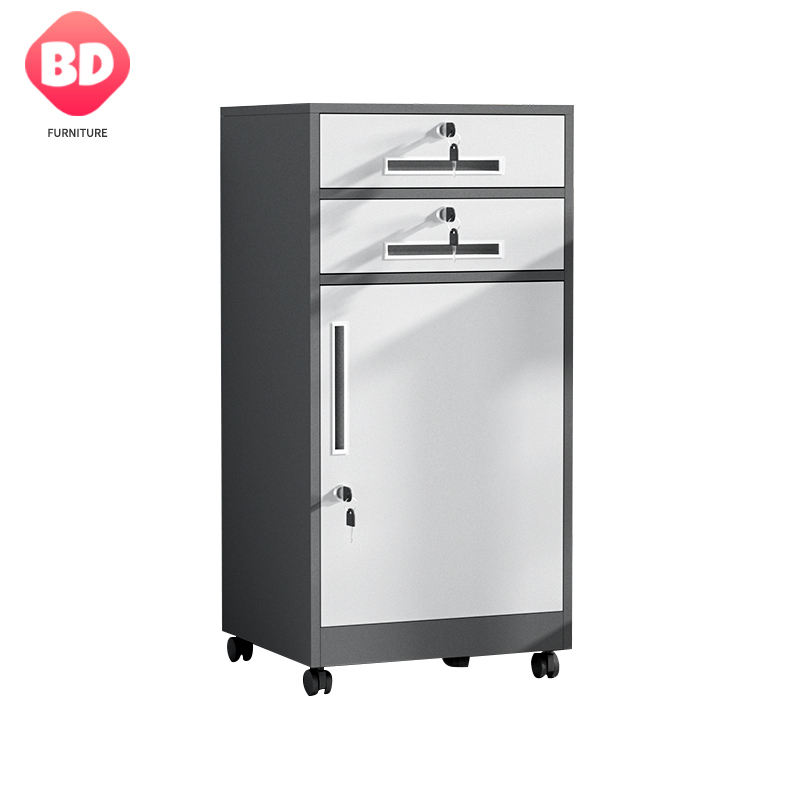 Hot Selling 900mm high office file cabinet with legs and wheels 2 drawers and 1door office simple furniture