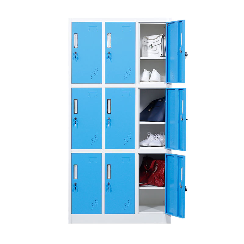 Steel 9 Compartment Locker Loker Para Gimnasio Armadietto Della Scuola Durable Metal Door Locker