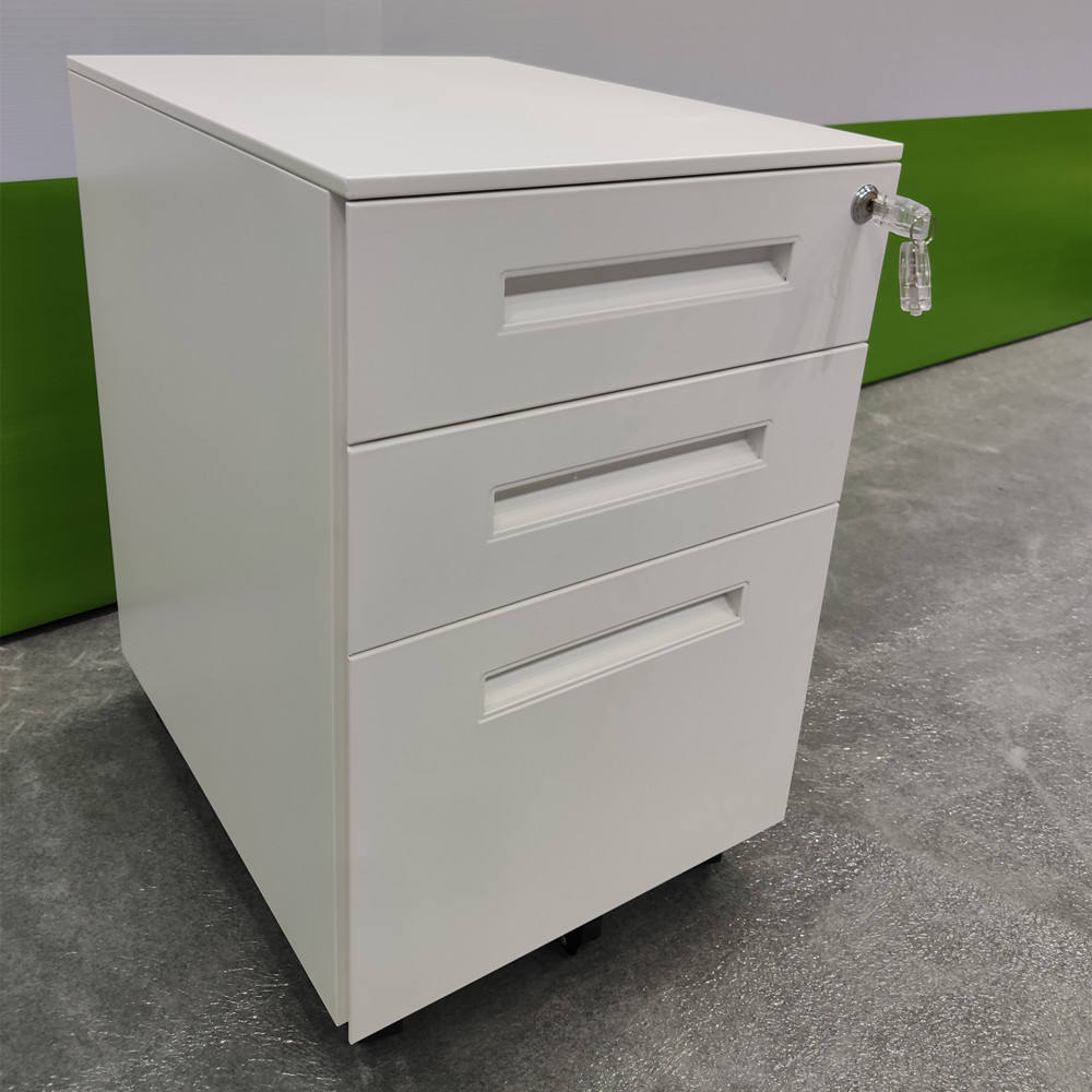 Knocked down mobile pedestal filing cabinet wheels under desk Mobile filing cabinets