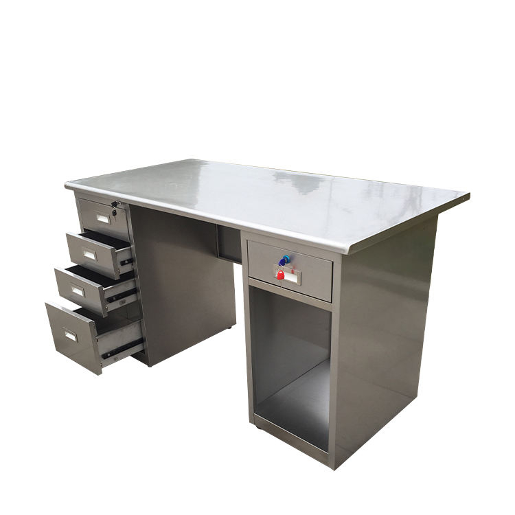 Commercial stainless steel operational work table with 5 drawers, antibacterial stainless steel work table for lab and workshop