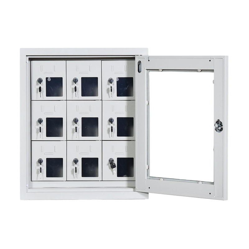 Cell Phone Charging Station Locker Supermarket Metal Mini 9 Doors Charger Storage Lockers Cabinet