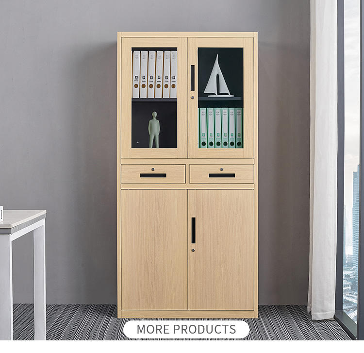 Full Height Office Metal Cabinet With 2 Drawers Wood Like Filing Cabinet Wood Grain File Cabinet