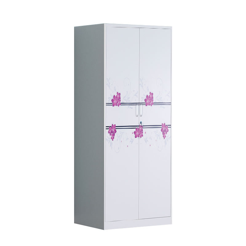 Double-door white printed cabinet bedroom high-value wardrobe