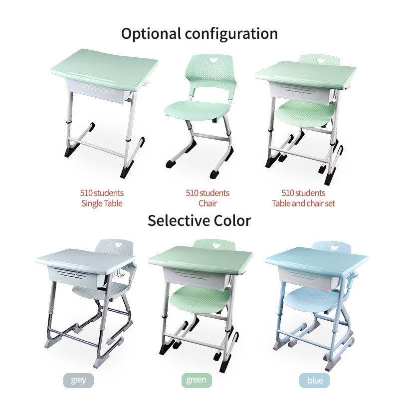 Primary middle school classroom furniture single chair with writing desk,metal plastic school desk and chair,student shelf desk