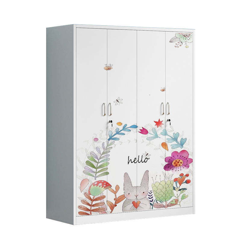 Hot selling 4 door printed cabinet Metal printing cabinet Locker closet clothes wardrobes metal printed wardrobe