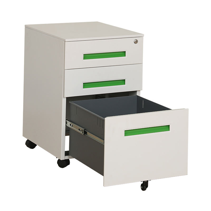 Vertical 3 drawer fireproof metal storage steel mobile pedestal cabinet with and wheels