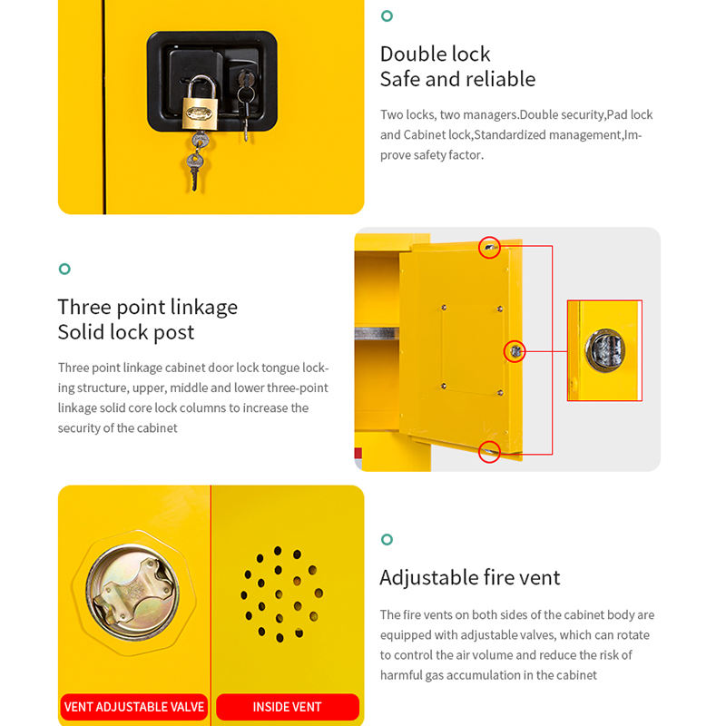Industrial Explosion Proof Flammable Steel Safety Chemical Storage Cabinet Of Toxic Chemicals With Lock