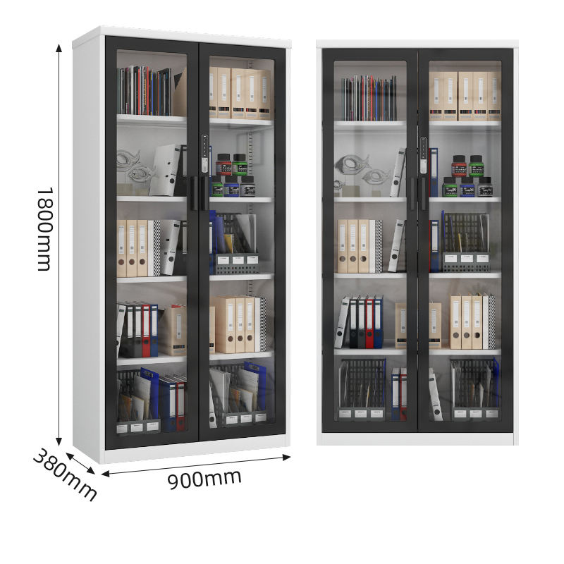 Manufactory 1800*900*400 Glass Door Metal Shelf Steel Storage Book