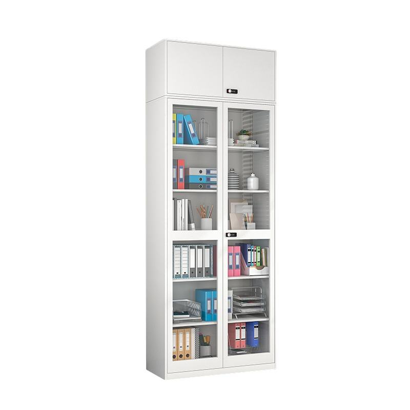 Modern style storage cabinet combination lock metal storage cabinet with glass door and drawer
