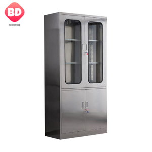 glass door stainless steel file storage cabinet for office and workshop