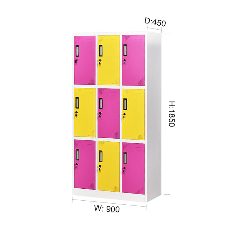 Commercial office locker furniture modern design metal locker with hanger knock down 9 door