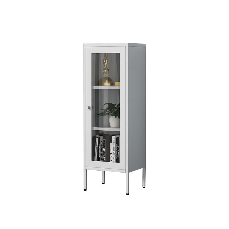 Single-door colored glass door storage low bookcase simple metal steel cupboard