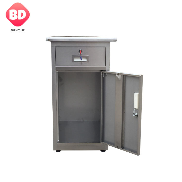 Stainless steel bedside cabinet for home and hospical, medical furniture drawer cabinet,patientstorage bedside cabinet with lock