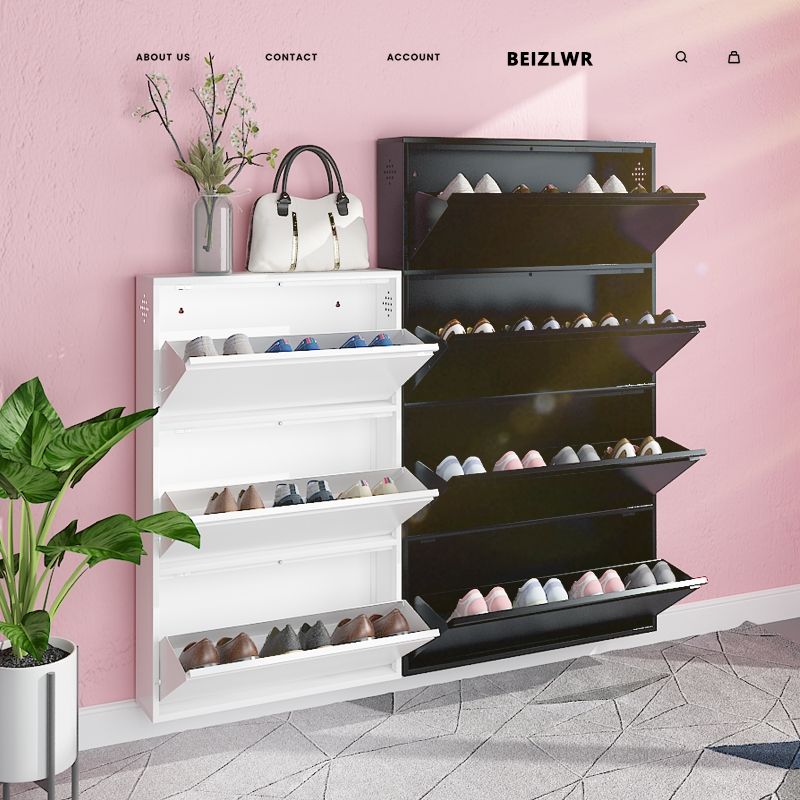 American style assembled dustproof modern corner metal shoe cabinet