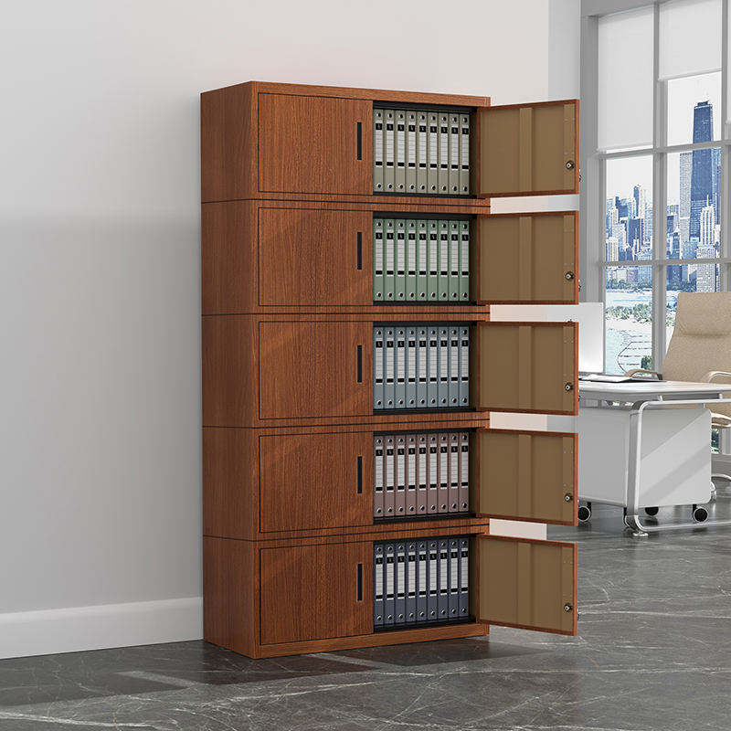 Cheap steel Wood Like File Cabinet office 5 doors file storage cabinet metal cupboard with shelf