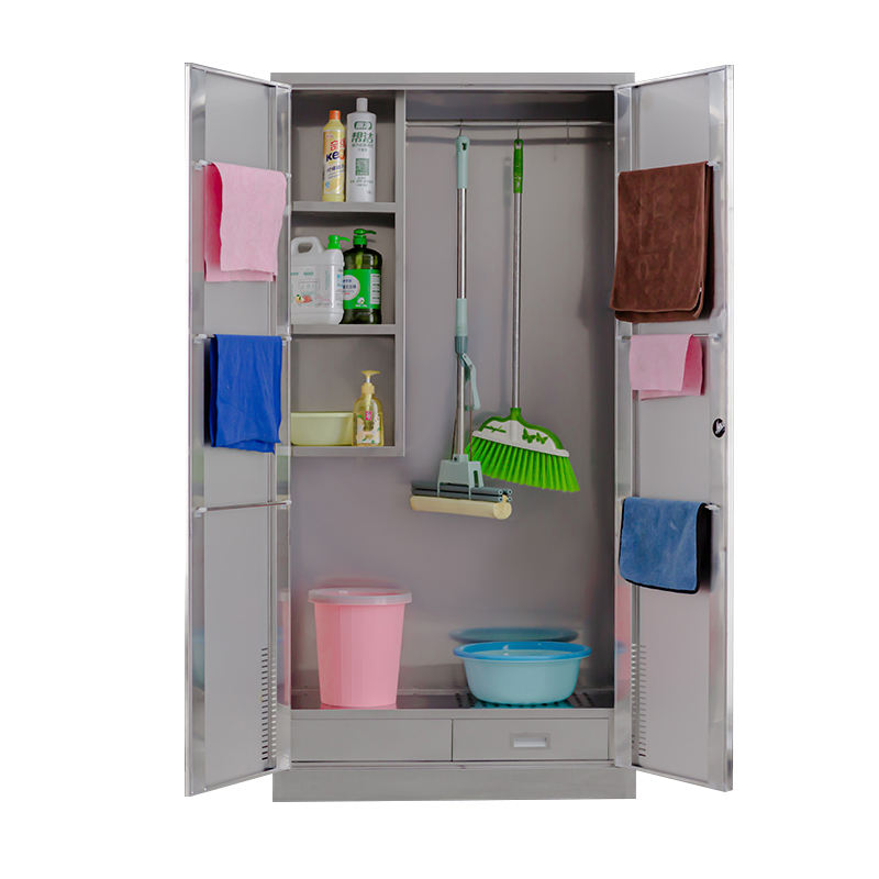 stainless steel two doors cleaning storage cabinet for office and workshop