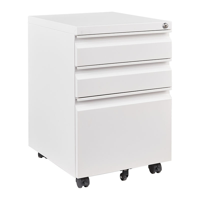 Office movable drawer cabinet 3 draw white file Cabinet Steel Filing Pedestal Cabinet