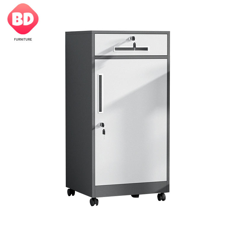 High-looking multiple color 900mm One door and one drawer file cabinet with wheels Small low cabinet under the table