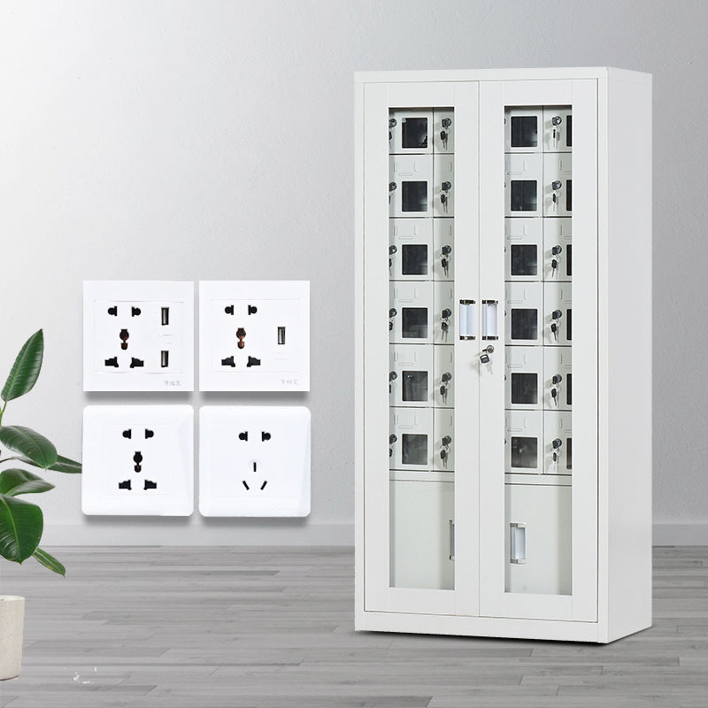 6 Doors Metal Multi-Purpose Phone Lockers Storage Cellphone Charging Locker for Public Places