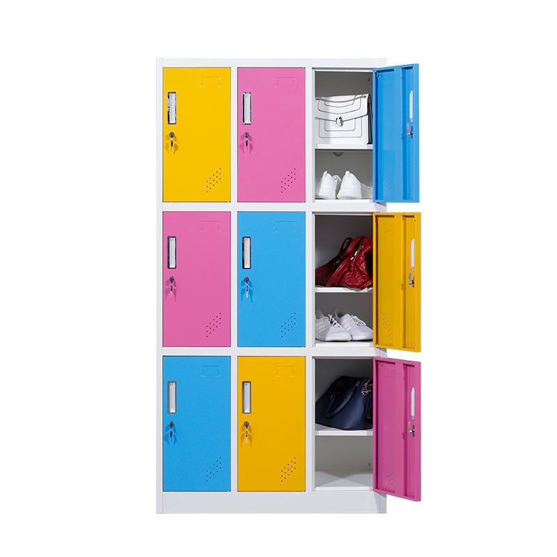 Steel 9 Compartment Locker Loker Para Gimnasio Armadietto Della Scuola Durable Metal Door Locker