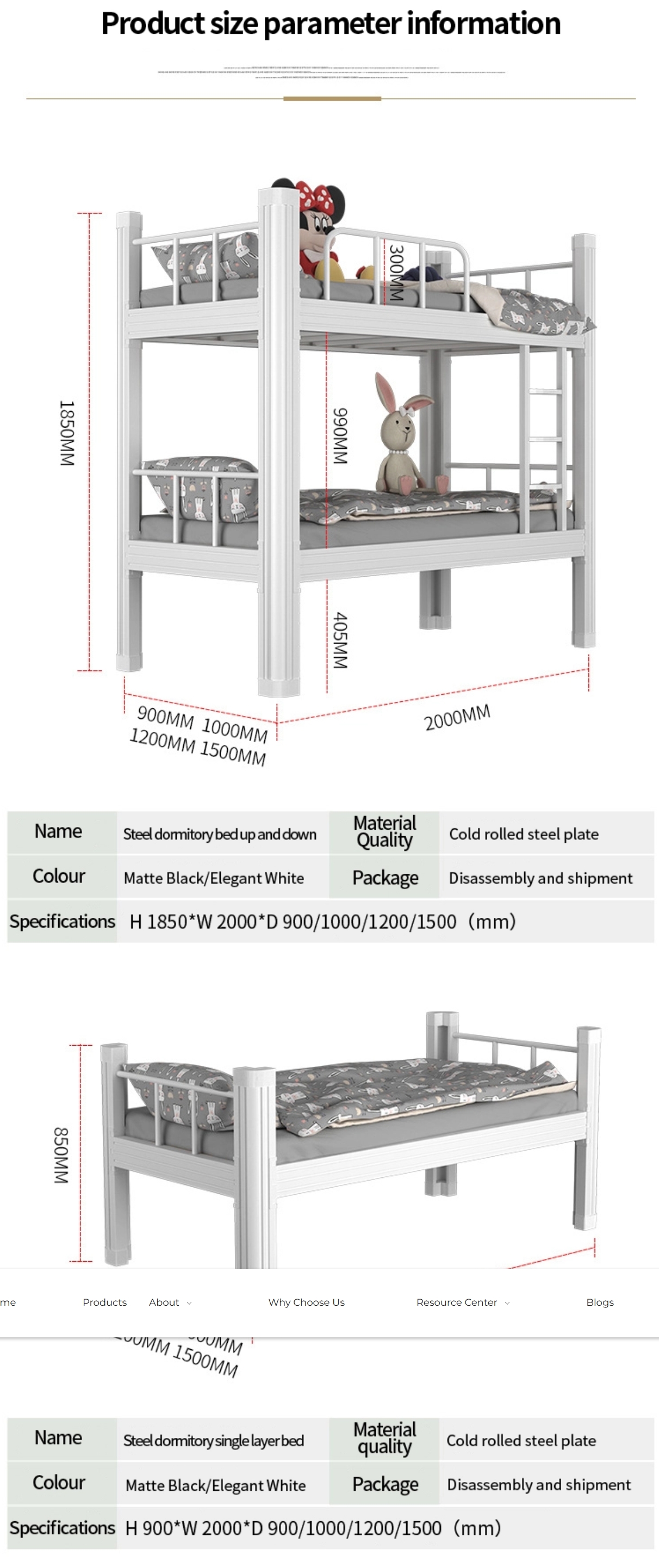 Heavy-Duty Double-Decker Steel Bunk Bed