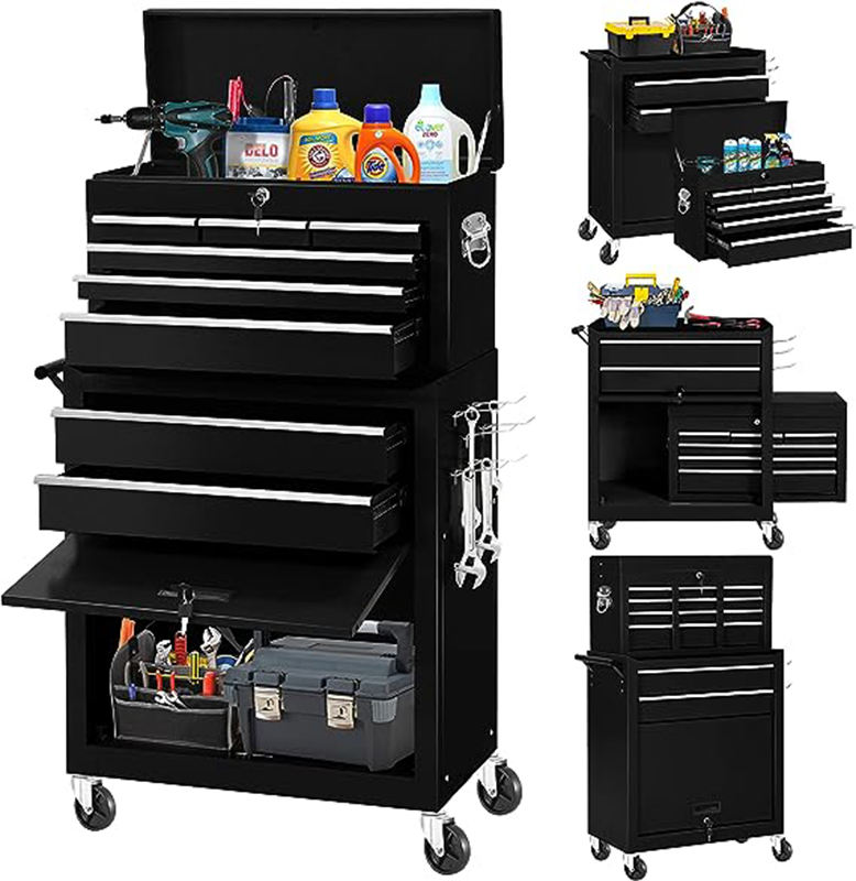 Removable Heavy Duty Tool Cabinet Chest Trolley Workshop Steel Toolbox With Casters