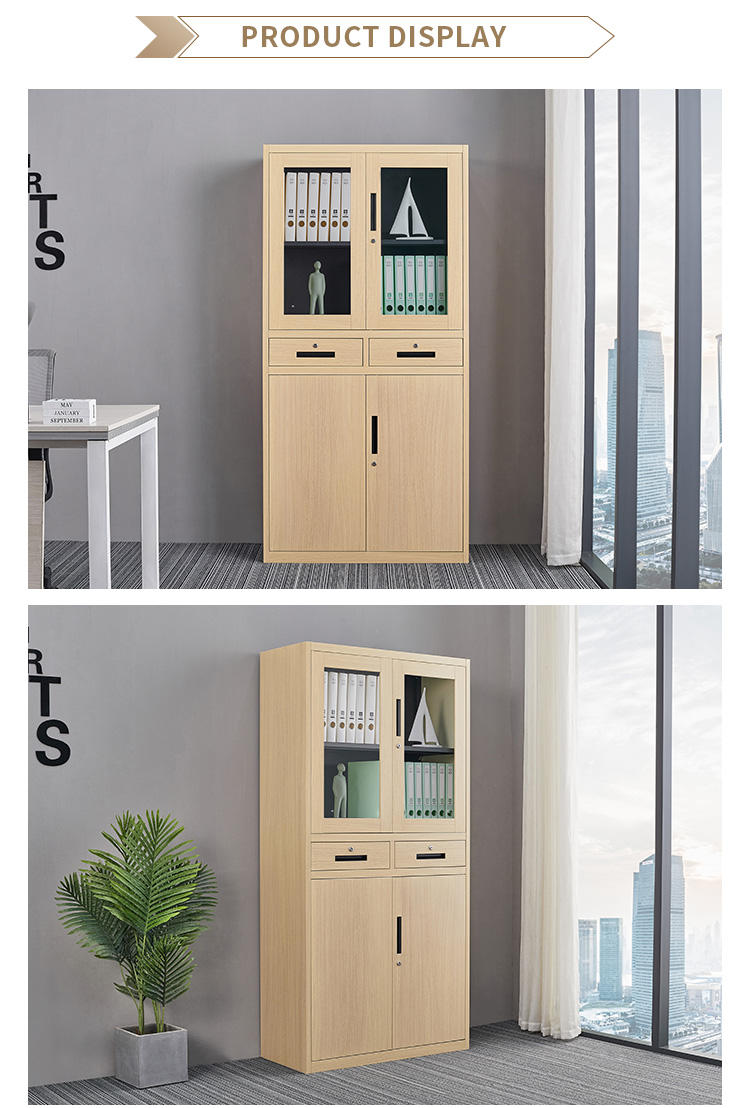 Full Height Office Metal Cabinet With 2 Drawers Wood Like Filing Cabinet Wood Grain File Cabinet