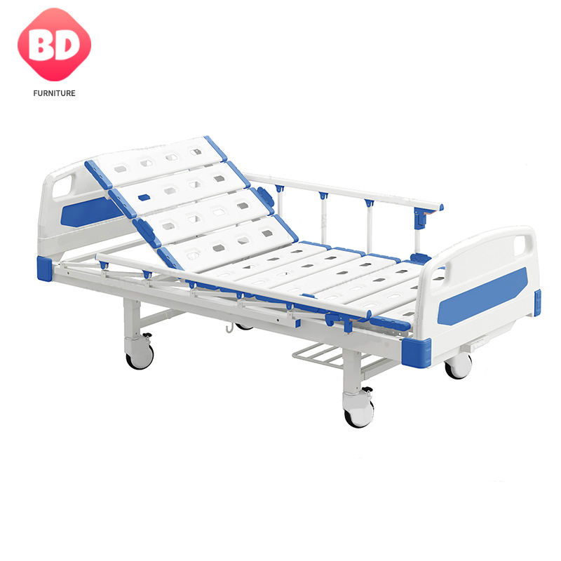 one crank one function manual hospital bed ABS bedside and bedside stainless steel mutual rails for patient care with option