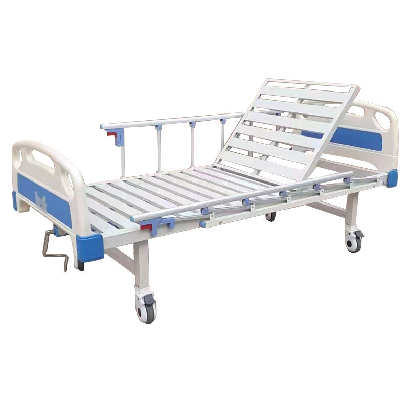 one crank one function manual hospital bed ABS bedside and bedside stainless steel mutual rails for patient care with option