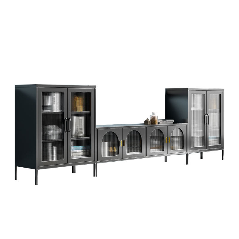 Modern Iron TV cabinet simple living room glass storage cabinet light luxury bedroom Tv stand NON-formaldehyde, metal cabinet