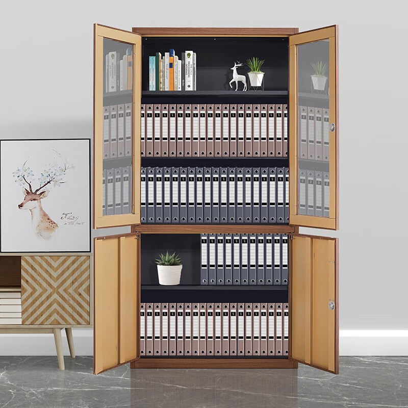 Wooden Printer 4 Door Steel Locker, Metal Office File Cabinet, 2 Door Office Storage Cabinet Wardrobe