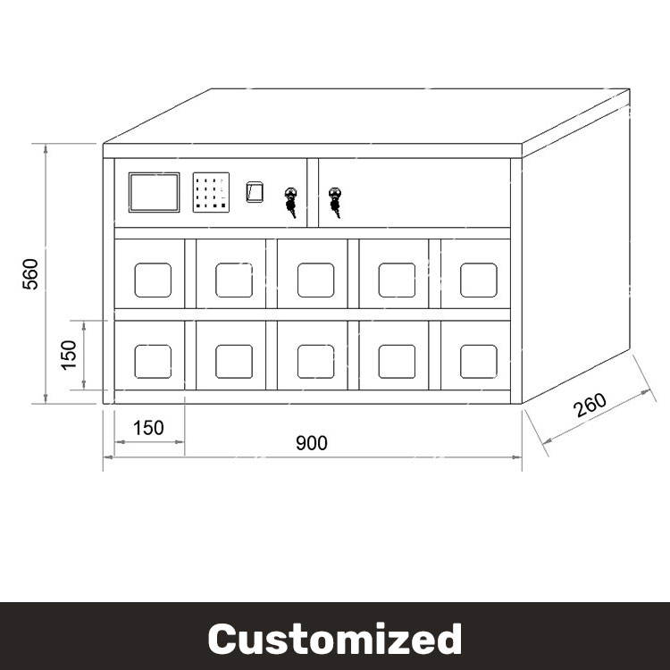 Metal 96 door compartment charging lockers for mobile phones steel cell storage classroom