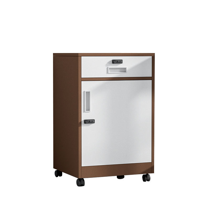 Discounted modern style office filing cabinet with one door and one drawer with wheels that can rotate freely