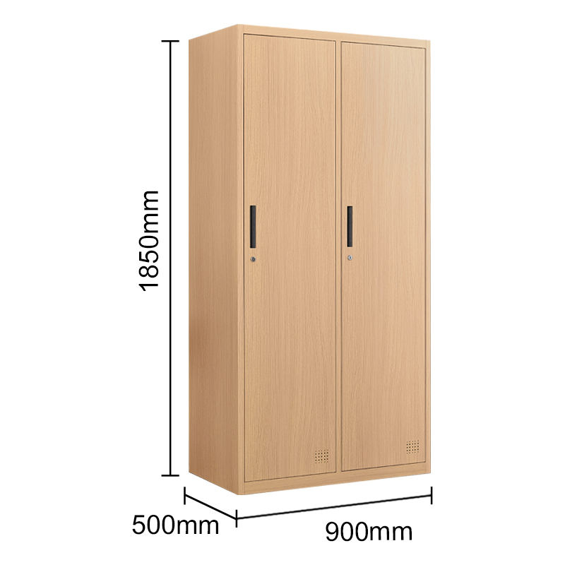 Hot sale Space Saving 2 doors metal sports beach wardrobe locker Wood Like Cabinet