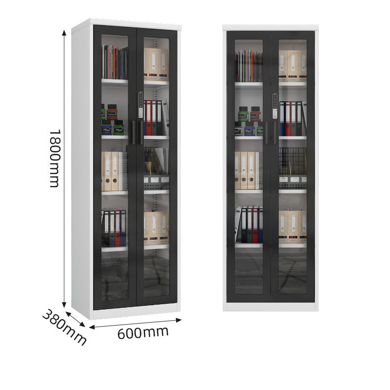 Manufactory 1800*600*400 Glass Door Metal Shelf Steel Storage Book