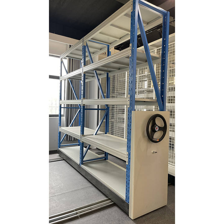 Space saving hand push mobile shelves different bays filing cabinets/compactors