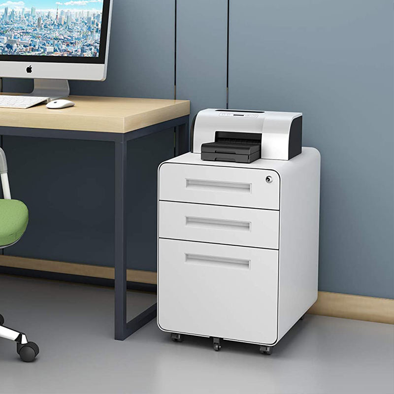 office use A4 file steel metal cabinet mobile pedestal portable steel 3 drawers Filing cabinet