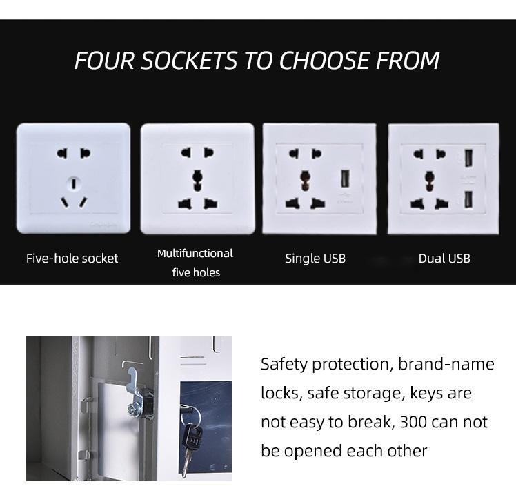 6 Doors Metal Multi-Purpose Phone Lockers Storage Cellphone Charging Locker for Public Places