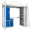 Metal double bunk bed gray color steel s with study table