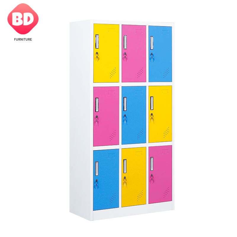 Steel 9 Compartment Locker Loker Para Gimnasio Armadietto Della Scuola Durable Metal Door Locker