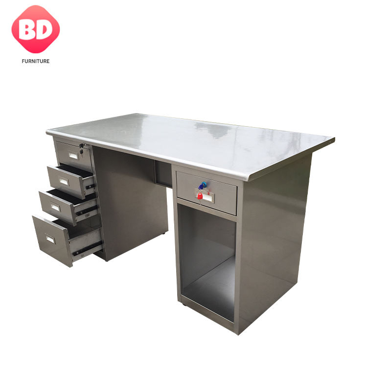 Commercial stainless steel operational work table with 5 drawers, antibacterial stainless steel work table for lab and workshop