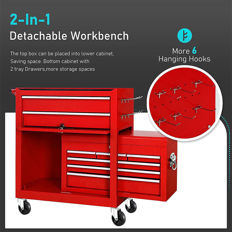 Removable Heavy Duty Tool Cabinet Chest Trolley Workshop Steel Toolbox With Casters
