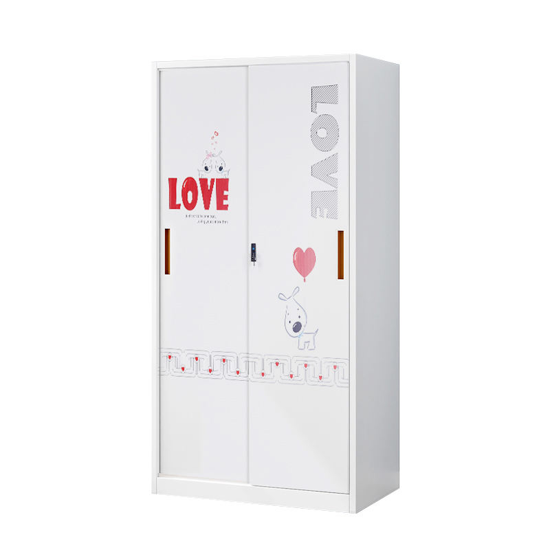 Competitive price two door locker various patterns sliding door printed cabinet