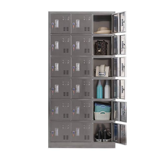 Cheap Price 18doors cupboard storage cabinet stainless steel locker for factory and Hospital Clean Room
