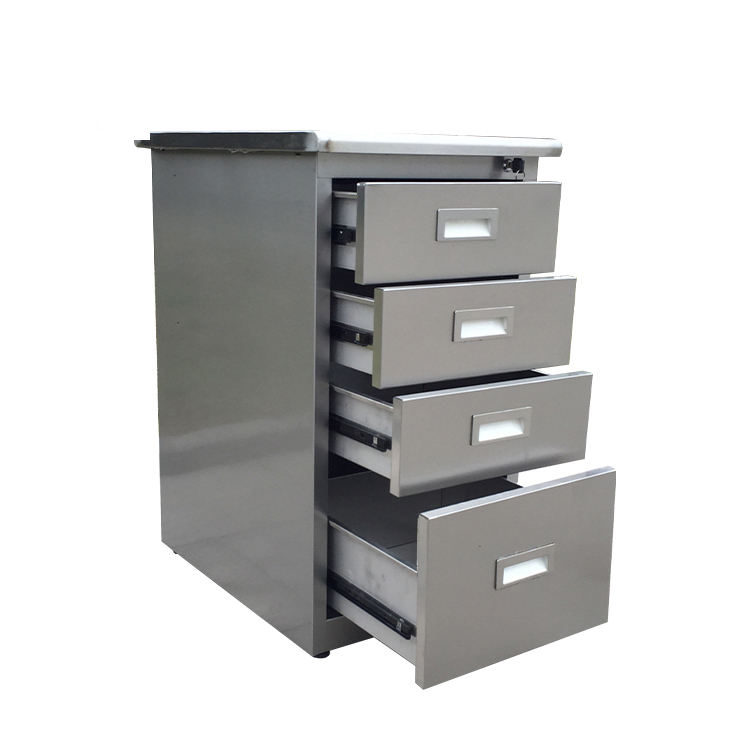 Modern stainless steel office cabinet with 4 drawers, high quality underdesk steel cabinet, non-slip metal steel cupboard