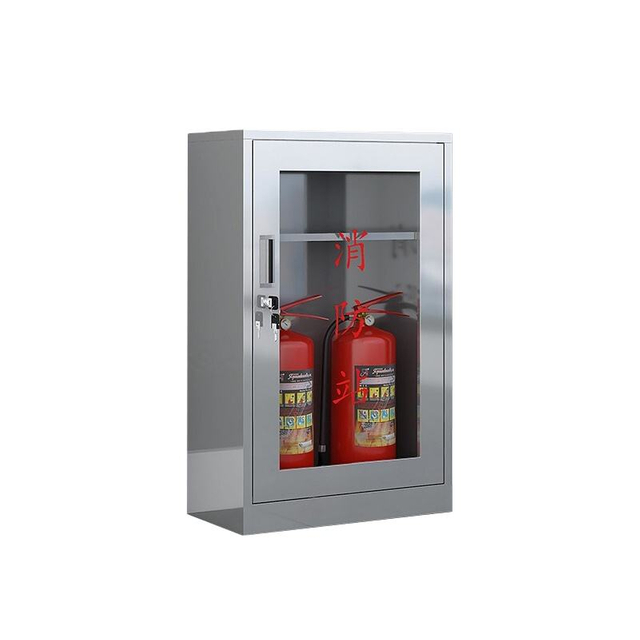 Fire Control Cabinet 201/304 Stainless Steel Mini Fire Station Transparent Tempered Glass Fire Extinguisher Tool Cabinet