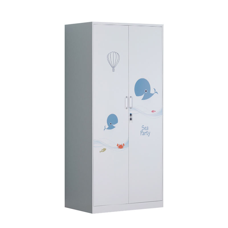 Hot selling good looking double door patterned metal wardrobe bedroom furniture